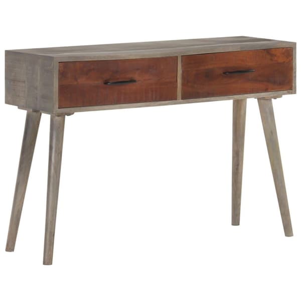 vidaXL Konsolipöytä harmaa 110x35x75 cm täysi karkea mangopuu