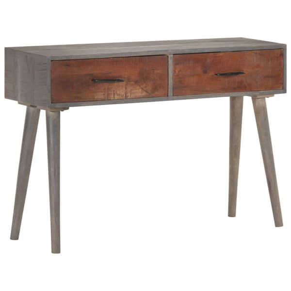vidaXL Konsolipöytä harmaa 110x35x75 cm täysi karkea mangopuu