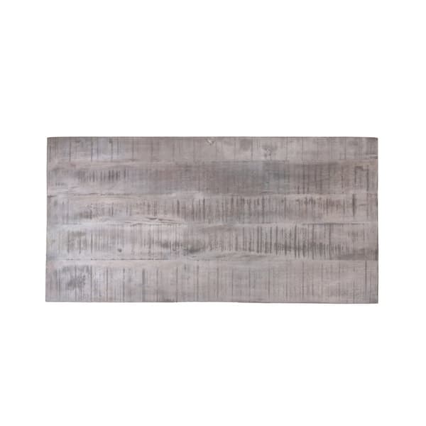 WOMO-DESIGN Modernt soffbord 100cm grått massivt trä mangoträ med 2 lådor och svartmetall hårnålsben retro look vardagsrumsbord soffbord sidobord