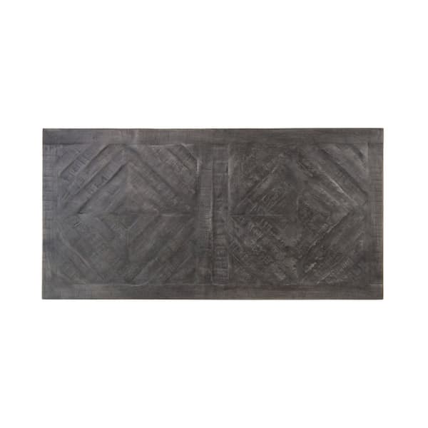 WOMO-DESIGN design-sohvapöytä 120 x 60 cm suorakulmainen harmaa massiivipuu mangopuu kalanruotokuvio metallikehys musta käsintehty olohuoneen pöytä
