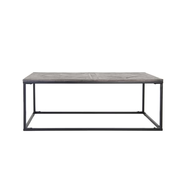 WOMO-DESIGN design-sohvapöytä 120 x 60 cm suorakulmainen harmaa massiivipuu mangopuu kalanruotokuvio metallikehys musta käsintehty olohuoneen pöytä