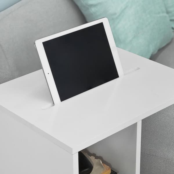 SoBuy Soffbord med hjul Vardagsrumsbord Laptopbord, vit FBT48-W