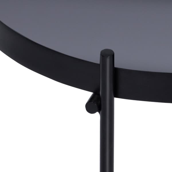WOMO-DESIGN design sidebord Ø43x45cm i sort lavet af metal og glas, stuebord med glasplade og metalramme, rundt sofabord, moderne glasbord, ædle