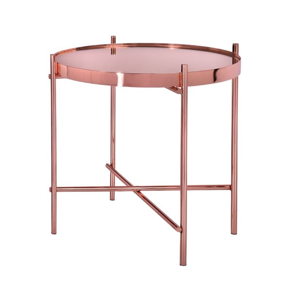 WOMO-DESIGN design sidebord Ø43x45 cm i kobberstuebord, rundt sofabord, moderne glasbord, ædle sofabord metalcoatet