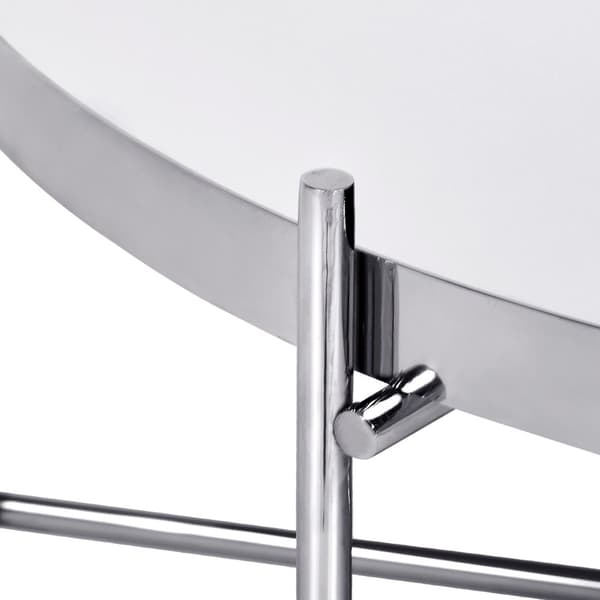 WOMO-DESIGN design soffbord Ø 75x35 cm i silver av metall och glas, vardagsrumsbord med glasplatta och metallram, runt sidobord, modernt glasbord,
