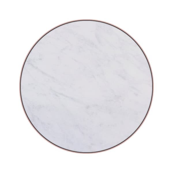 WOMO-DESIGN design sidebord sæt på 2 Ø40 / Ø45 cm, hvid Banswara marmor / kobber metal, stue bord marmor look / kobber metalstel, rundt sofabord,