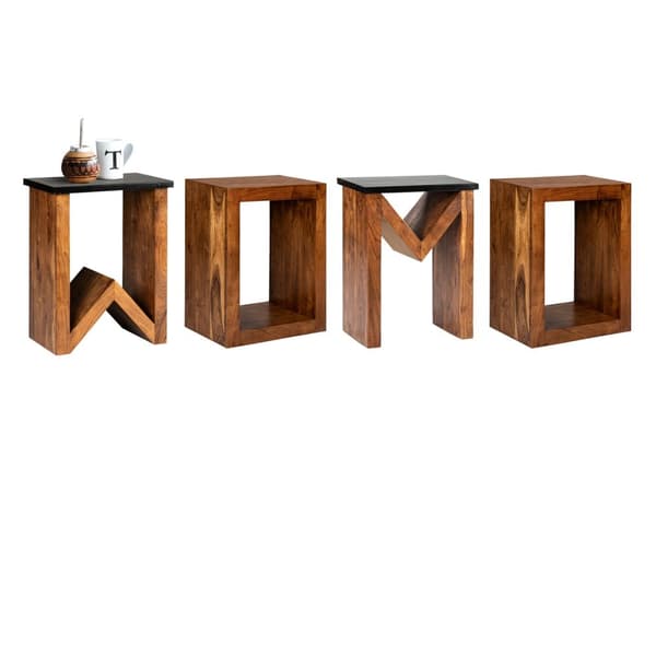 WOMO-DESIGN sohvapöydän sohvapöytä massiivipuinen akaasia "N" muotoinen 60 cm