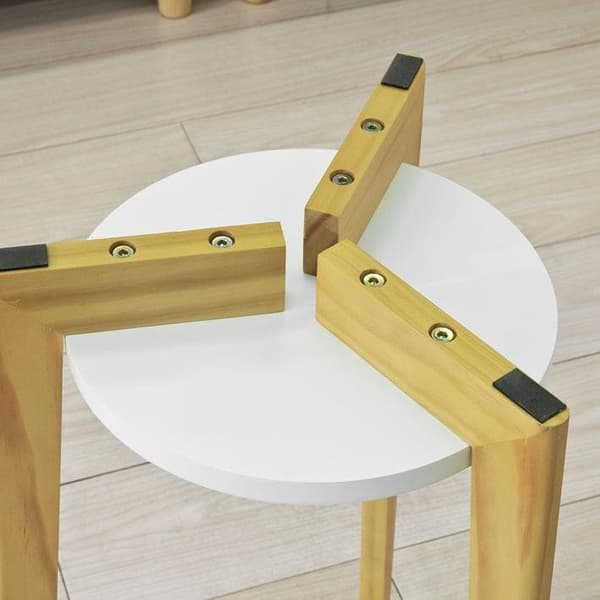 SoBuy Sofabord Hjørnebord Cafébord med hylder Længde 45 cm Bredde 45 cm Højde 60 cm hvid FBT52-WN