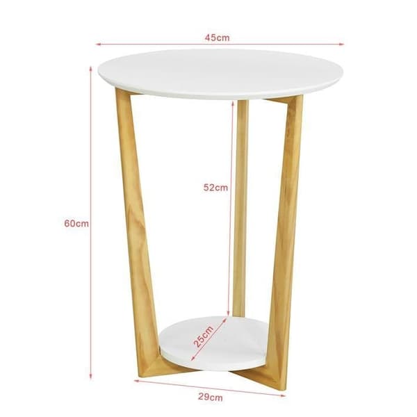 SoBuy Sofabord Hjørnebord Cafébord med hylder Længde 45 cm Bredde 45 cm Højde 60 cm hvid FBT52-WN