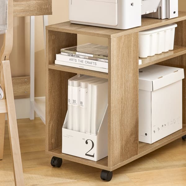 SoBuy Lave opholdsborde med hylder Sofabord Inkl. hjul Rullebord Længde 70 cm Bredde 35 cm Højde 60 cm FBT34-N