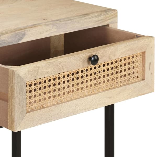 vidaXL konsolbord 100x35x76 cm massivt mangotræ og naturlig rørflet