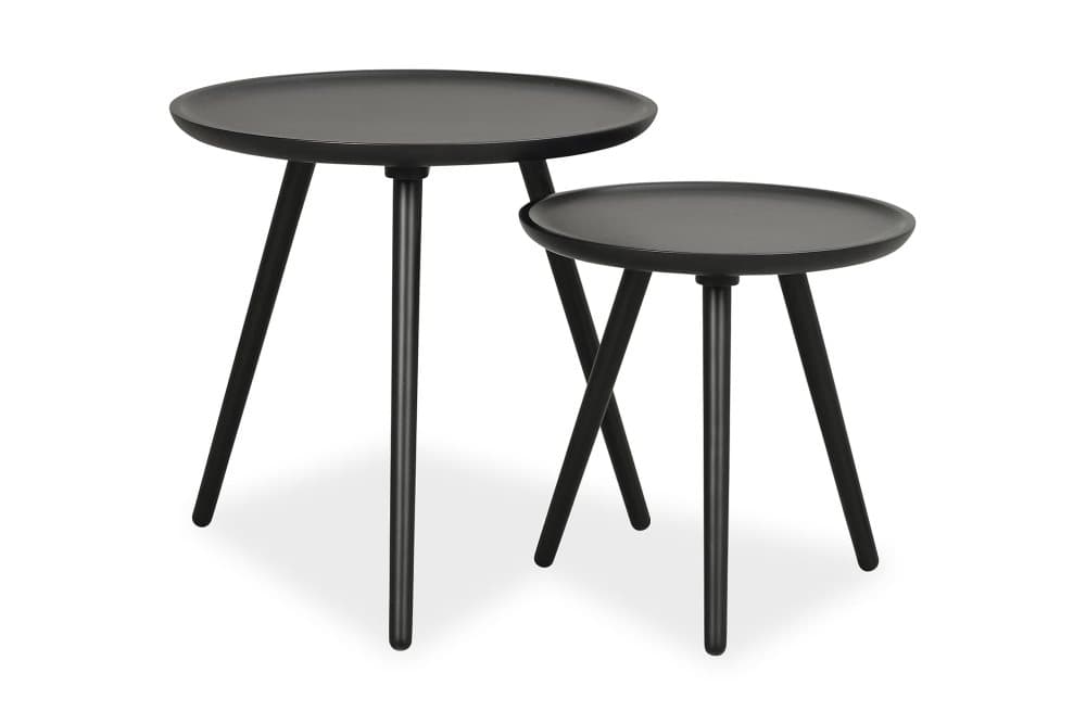 FANZA Satsbord 50 cm Runt 2 Bord Svart