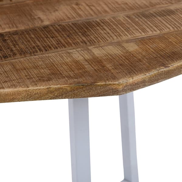 WOMO-DESIGN sidobord Uppsättning av 2 73x56 / 56x48cm, naturliga och vita, unik, handgjord, massivt trä Mango trä/metall, industriell design,soffbord