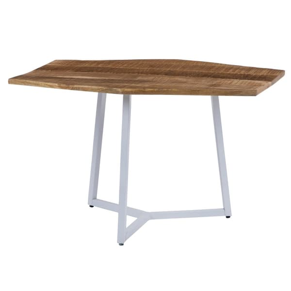 WOMO-DESIGN sidobord Uppsättning av 2 73x56 / 56x48cm, naturliga och vita, unik, handgjord, massivt trä Mango trä/metall, industriell design,soffbord