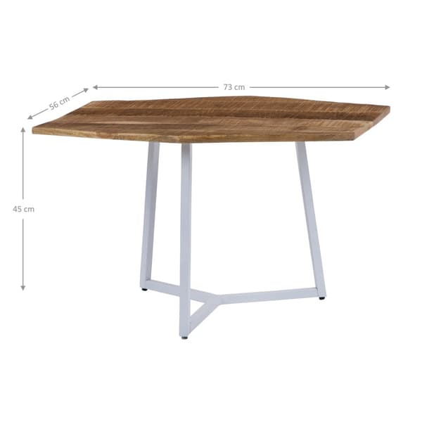 WOMO-DESIGN sidobord Uppsättning av 2 73x56 / 56x48cm, naturliga och vita, unik, handgjord, massivt trä Mango trä/metall, industriell design,soffbord
