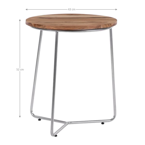 WOMO-DESIGN puolella taulukko 2 kpl Ø43x52 / Ø38x45cm, luonnollinen hopea, ainutlaatuinen, käsityönä, massiivipuuta/metallirunko, sohvapöytä taulukko