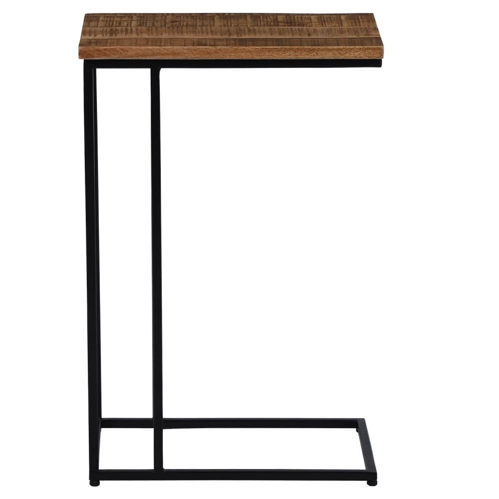 WOMO-DESIGN sidobord 40x25x60 cm massivt trä mango trä metallram pulverlackerad naturligt-svart industriell design skapad soffbord laptop bord