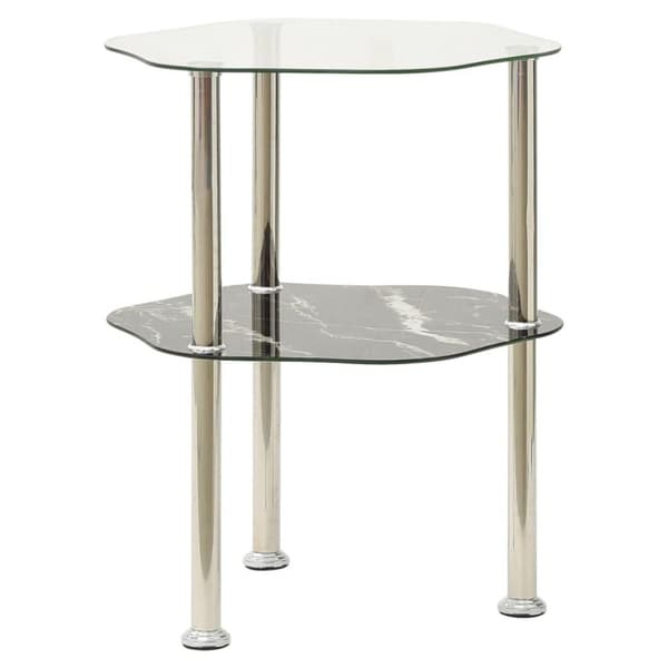 vidaXL sidebord med hylde 38x38x50 cm hærdet glas transparent og sort