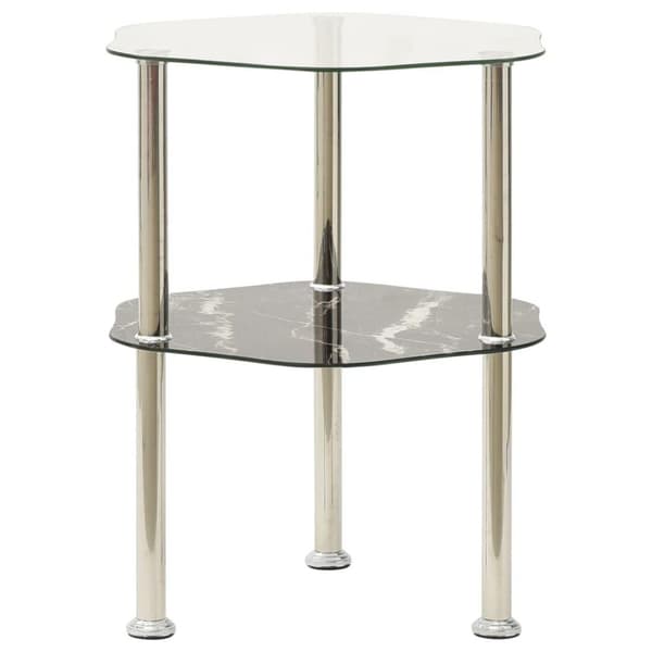 vidaXL sidebord med hylde 38x38x50 cm hærdet glas transparent og sort