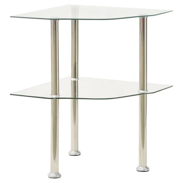 vidaXL Sidebord 2 etasjer gjennomsiktig 38x38x50 cm herdet glass
