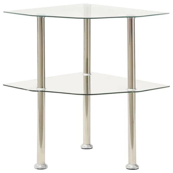 vidaXL Sidebord 2 etasjer gjennomsiktig 38x38x50 cm herdet glass