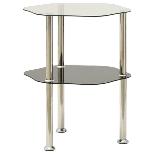 vidaXL Sidobord med 2 hyllor transparent/svart 38x38x50 cm härdat glas