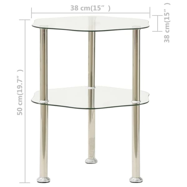 vidaXL sidebord med hylde 38x38x50 hærdet glas transparent
