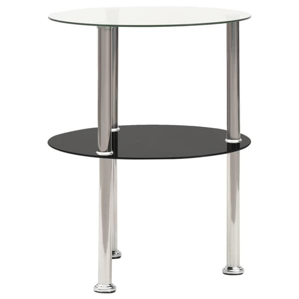 vidaXL Sidebord 2 etasjer gjennomsiktig og svart 38 cm herdet glass