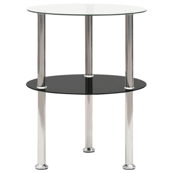 vidaXL Sidebord 2 etasjer gjennomsiktig og svart 38 cm herdet glass