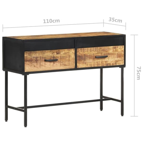 vidaXL Konsolipöytä 110x35x75 cm karkea mangopuu