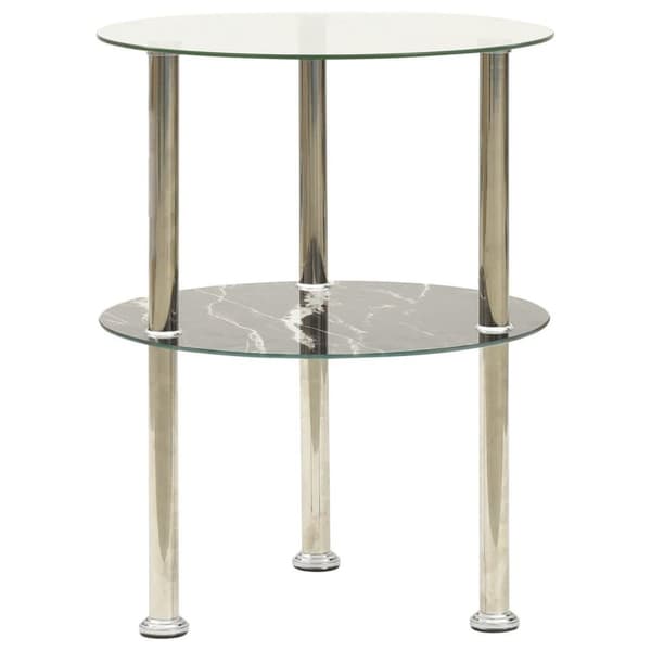 vidaXL sidebord med hylde 38 cm hærdet glas transparent og sort