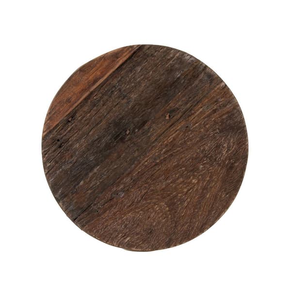 WOMO-DESIGN design-sivupöytä pyöreä Ø 50 x 50 cm luonnon massiivipuuta kierrätettyä puuta Metallikehys Metallinen kori musta Moderni olohuoneen pöytä