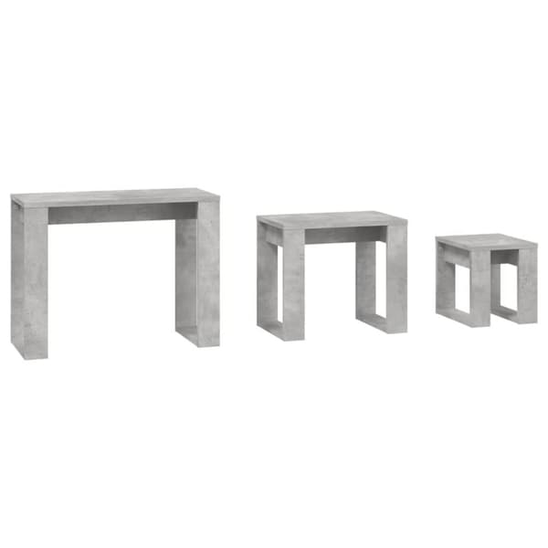 vidaXL Stablebord 3 stk betonggrå konstruert tre