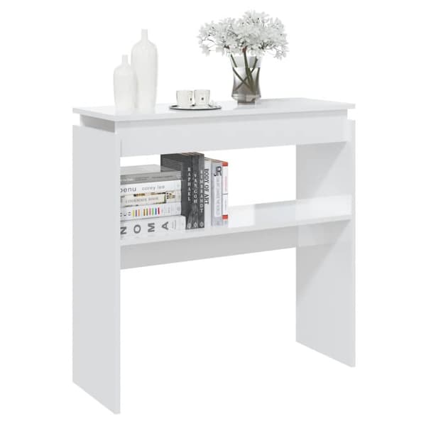 vidaXL konsolbord 80x30x80 cm konstrueret træ hvid højglans