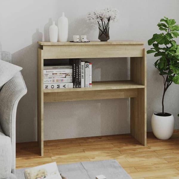 vidaXL konsolbord 80x30x80 cm konstrueret træ sonoma-eg