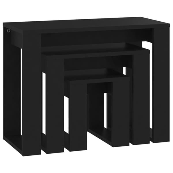vidaXL Stablebord 3 stk svart konstruert tre