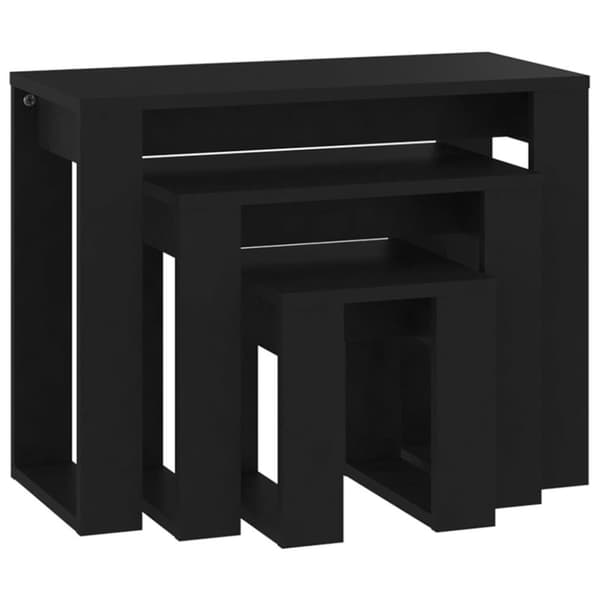 vidaXL Stablebord 3 stk svart konstruert tre