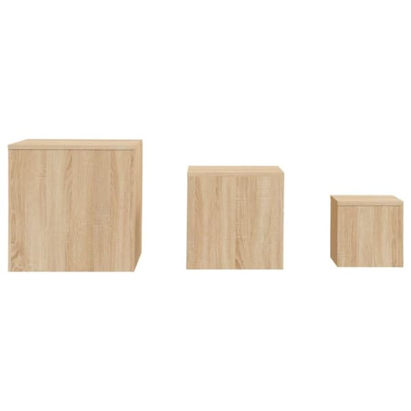 vidaXL Sidebord 3 stk sonoma eik sponplate