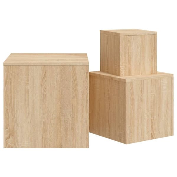 vidaXL Sidebord 3 stk sonoma eik sponplate