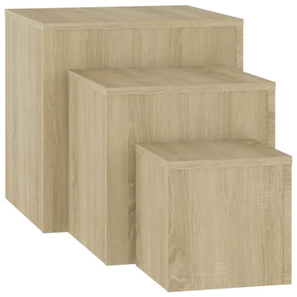 vidaXL Sidebord 3 stk sonoma eik sponplate