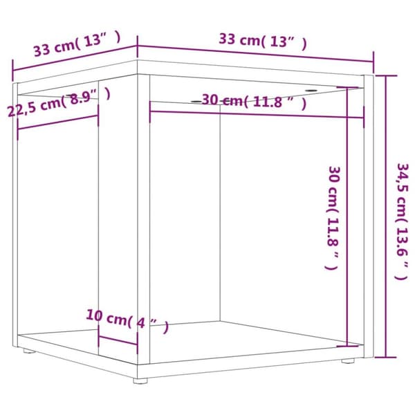 vidaXL Sivupöytä Sonoma tammi 33x33x34,5 cm tekninen puu