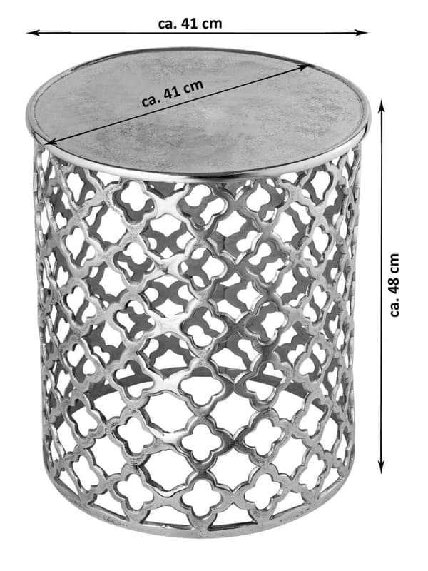 Dekorativ metall sidobord Kairo -silver eller guld aluminium