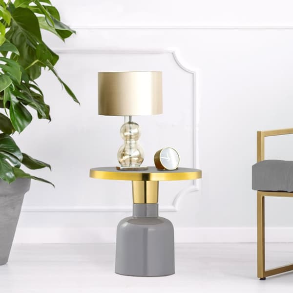 Sidobord runt Ø 45 h 45 cm dekorativt bordslampa
