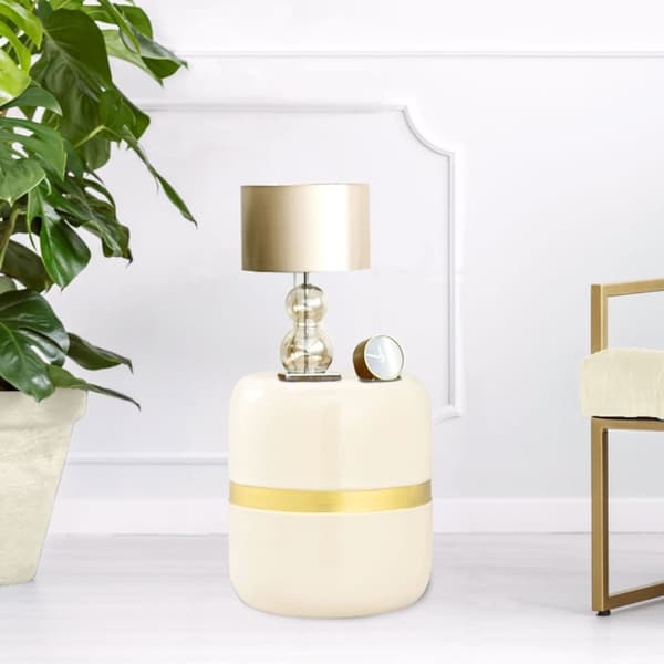 Ø 34 h 36 cm lampbord Softy Beverley Table Metal and Emamel – Vit