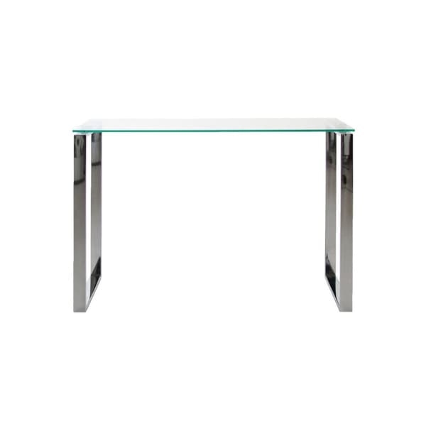 Konsollbord Kate med klar glass og krom stell.