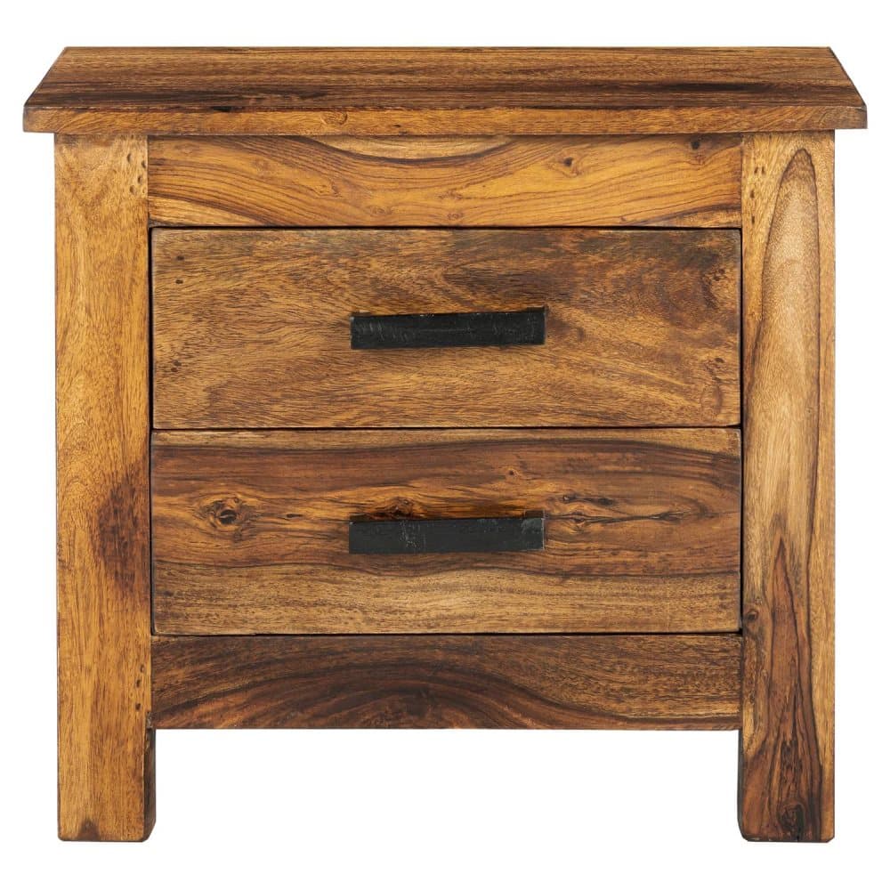 Sidobord med två lådor 45x40x40 cm Naturligt sheeshamträ WOMO Design