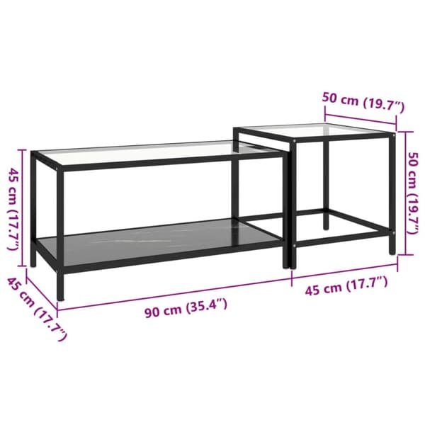 vidaXL stueborde 2 stk. hærdet glas sort