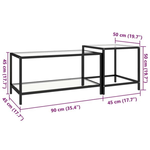 vidaXL stueborde 2 stk. hærdet glas transparent
