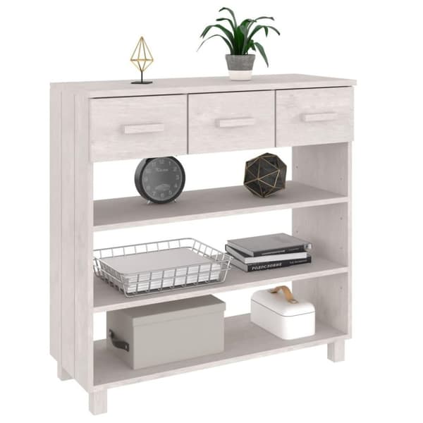 vidaXL Salongbord HAMAR hvit 90x35x90 cm heltre furu