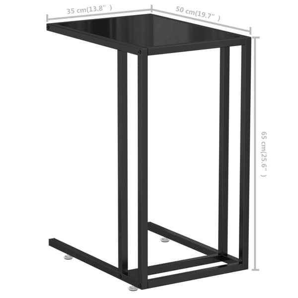 vidaXL Sidobord till datorbord svart 50x35x65 cm härdat glas